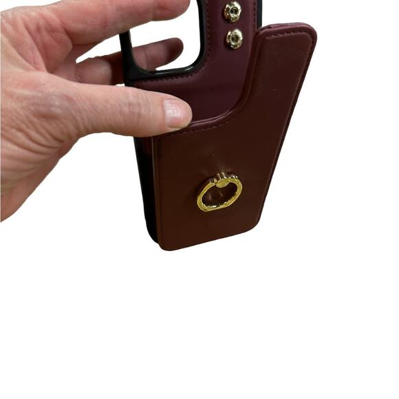 Libra Iphone 14 Pro Max Burgundy Wallet Phone Cover with Ring - Picture 6 of 7
